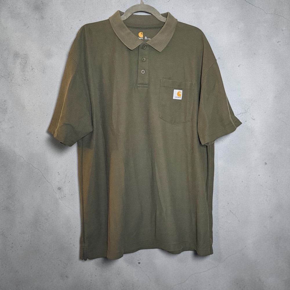 Carhartt Mens K570 MOS Moss Green Short Sleeve Pocket Polo Shirt XL